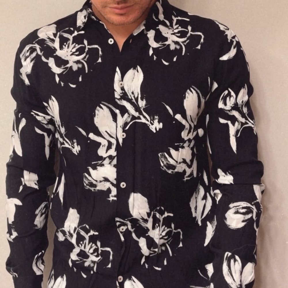 Zara Man Viscose Dress Shirt with flower design